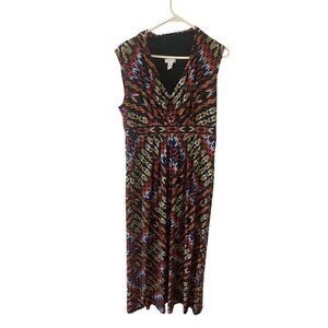 Chico's Women's Sleeveless Printed V Neck Maxi Dress - 2 (Medium/12)